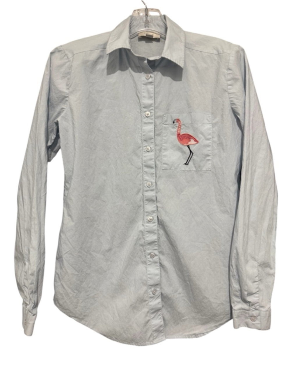 LOFT flamingo button up top sz xs ptp 19" - Picture 2 of 4